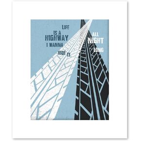 كلمات الأغاني Art Life is a Highway - ملصق تجريدي لموسيقى الروك الكلاسيكية مستوحى من القصائد الغنائية (14 بوصة طول × 11 بوصة عرض، طباعة غير لامعة) in Kuwait