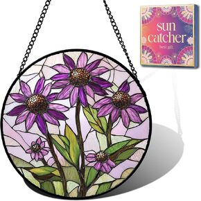Birthday Gifts for Women - Mother's Day Christmas Stocking Stuffer Graduation Gift for Mom Nana Grandma Wife, Daisy Flower Faux Stained Glass Window Hanging Sun Catcher Acrylic Garden Decor 11.8" in Kuwait