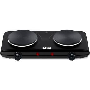 CUKOR Double Cast Iron 2 Burner, 1800W Countertop Burner, Dual Electric Stove Burners, Portable Double Burner for Cooking in Saudi Arabia
