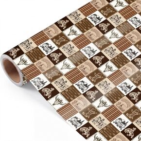 Joviwrap Vintage Western Cowboy Wrapping Paper Roll, Retro Wild West Rodeo Gift Wrap, Cowboy Hat Horse Boots Gift Packing Paper for Boys Men Birthday Father's Day Bachelor Party, 17Inch x 16.5Feet in Saudi Arabia