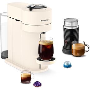 Nespresso Vertuo Next Premium Coffee and Espresso Maker by Breville with Aeroccino Milk Frother, Creamy White Dark Chrome in Kuwait