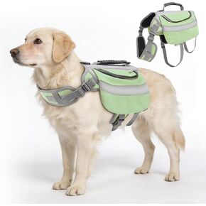 Rosvola Dog Vest Harness Backpack, Dog Harness and Removable Backpack, 2 Saddle Bags, Waterproof Dog Harness Saddle Bag with Reflective Strips for Walking Hiking Training in Kuwait