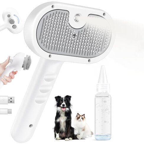 Pet Steam Brush Dog Cat 2026 New Grooming Comb for Shedding, Floating Hair, Smooth & Detangling, Gentle Cool Mist Softens Hair Reduces Static Helps Pets Who Dislike Bathing,Includes Waterless Shampoo in Kuwait