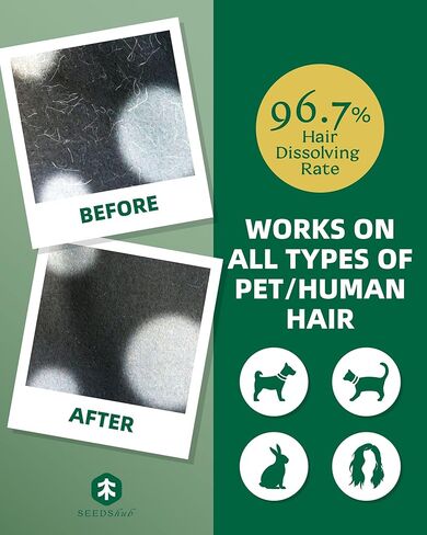 Pet Hair Dissolver For Washing Machine Cleaner, Hair Dissolving Laundry Detergent For Dog And Cat Fur, 96.7% Hair Dissolution, High Efficiency And Septic Safe, HE/Top/Front-Load Compatible, 6 Sachets in Kuwait