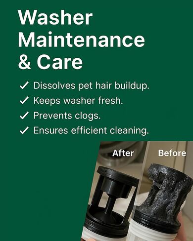 Pet Hair Dissolver For Washing Machine Cleaner, Hair Dissolving Laundry Detergent For Dog And Cat Fur, 96.7% Hair Dissolution, High Efficiency And Septic Safe, HE/Top/Front-Load Compatible, 6 Sachets in Kuwait
