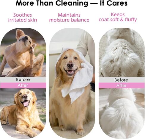 Non-Rinse Pet Shampoo – 10 Fl. oz Dog & Cat Dry Shampoo and Conditioner Itchy Skin Relief - Coconut Oil No Rinse Pet Shampoo for Cat & Dog Grooming & Spot Cleaning, Quick Clean Between Baths in Kuwait