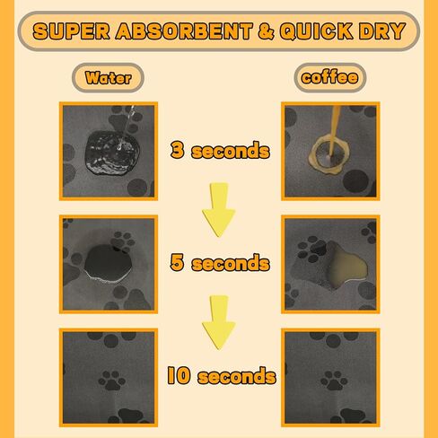 18"×30" Dog Food Mat-Absorbent Dog Mat for Food and Water, No Stains Quick Dry Cat Food Bowl Mat with Footprints for Messy Drinkers,Dark Grey in Kuwait