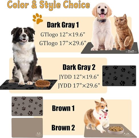 18"×30" Dog Food Mat-Absorbent Dog Mat for Food and Water, No Stains Quick Dry Cat Food Bowl Mat with Footprints for Messy Drinkers,Dark Grey in Kuwait