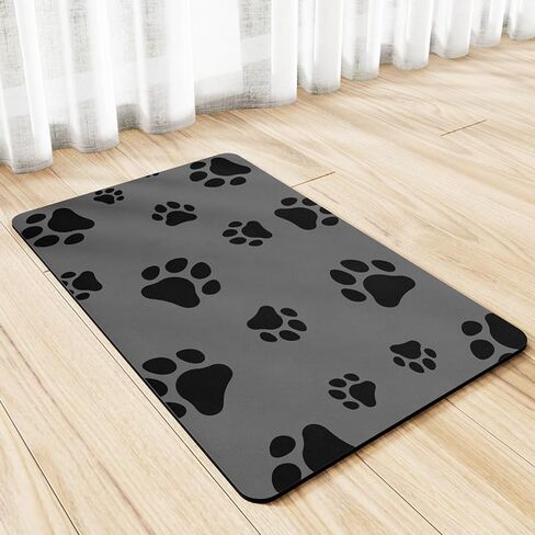 18"×30" Dog Food Mat-Absorbent Dog Mat for Food and Water, No Stains Quick Dry Cat Food Bowl Mat with Footprints for Messy Drinkers,Dark Grey in Kuwait
