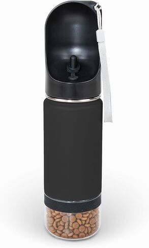 Mon Chateau 14oz Portable Dog Water Bottle with 4 oz Snack Storage, Double Walled Stainless Steel Body, Leak-Proof, Dishwasher Safe Pet Travel Bottle for Dogs, Cats & Outdoor Use, White in Kuwait
