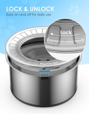 Heouvo 1 Gallon Large Dog Water Bowl No Spill,【Anti Digging Lid & Rubber Bottom】 Spill Proof Dog Bowl, Anti Splash Mess Dripless Slow Drinking Stainless Steel Water for Sloppy Messy Drinkers Car in Kuwait