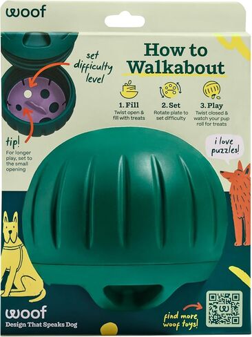 WOOF Walkabout - Enrichment Dog Toys Puzzle and Treat Dispenser - Adjustable Difficulty for Kibble and Treats - Durable Rubber - Easy to Clean - Small in Saudi Arabia