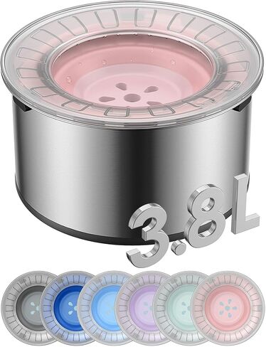 Heouvo 1 Gallon Large Dog Water Bowl No Spill,【Anti Digging Lid & Rubber Bottom】 Spill Proof Dog Bowl, Anti Splash Mess Dripless Slow Drinking Stainless Steel Water for Sloppy Messy Drinkers Car in Kuwait