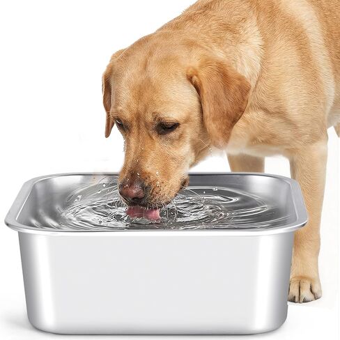 ZPUFAW 1.2 Gallons Dog Water Bowl, Stainless Steel Large Capacity Durable Dog Water and Food Bowl, Suitable as Outdoor Dog Travel Bowl in Kuwait