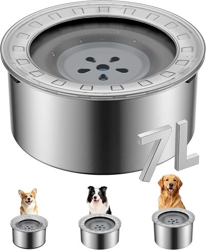 Heouvo 1 Gallon Large Dog Water Bowl No Spill,【Anti Digging Lid & Rubber Bottom】 Spill Proof Dog Bowl, Anti Splash Mess Dripless Slow Drinking Stainless Steel Water for Sloppy Messy Drinkers Car in Kuwait