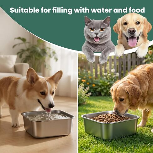 ZPUFAW 1.2 Gallons Dog Water Bowl, Stainless Steel Large Capacity Durable Dog Water and Food Bowl, Suitable as Outdoor Dog Travel Bowl in Kuwait