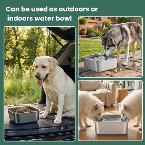 ZPUFAW 1.2 Gallons Dog Water Bowl, Stainless Steel Large Capacity Durable Dog Water and Food Bowl, Suitable as Outdoor Dog Travel Bowl in Kuwait