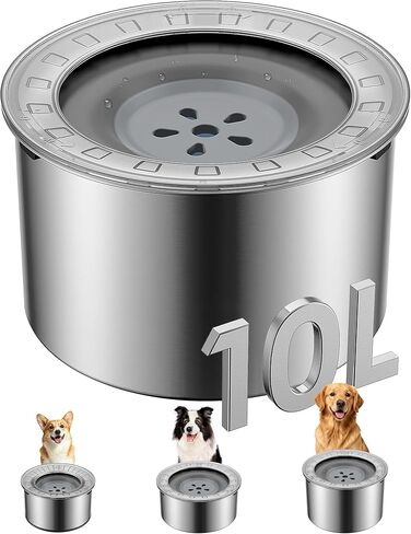 Heouvo 1 Gallon Large Dog Water Bowl No Spill,【Anti Digging Lid & Rubber Bottom】 Spill Proof Dog Bowl, Anti Splash Mess Dripless Slow Drinking Stainless Steel Water for Sloppy Messy Drinkers Car in Kuwait