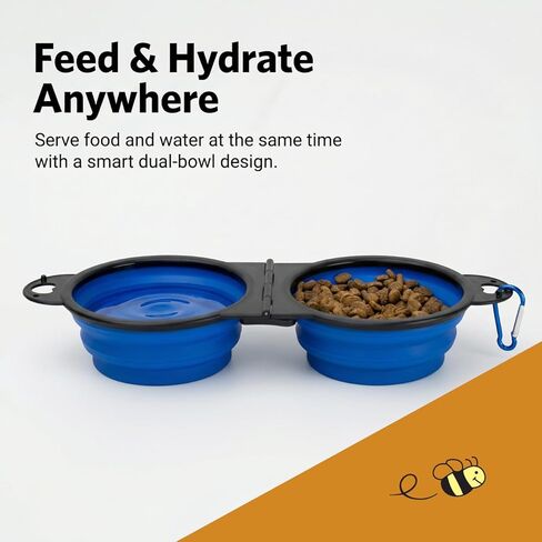 Bee Neat Adjustable Pet Bowl with 2 Size Options – Foldable Travel Dog & Cat Bowl 12.5 x 4.3 x 2, Collapsible Food & Water Bowl for Walking, Hiking & Outdoor Travel, Blue in Saudi Arabia
