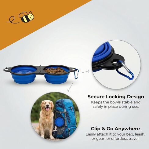Bee Neat Adjustable Pet Bowl with 2 Size Options – Foldable Travel Dog & Cat Bowl 12.5 x 4.3 x 2, Collapsible Food & Water Bowl for Walking, Hiking & Outdoor Travel, Blue in Saudi Arabia