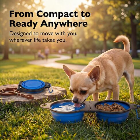 Bee Neat Adjustable Pet Bowl with 2 Size Options – Foldable Travel Dog & Cat Bowl 12.5 x 4.3 x 2, Collapsible Food & Water Bowl for Walking, Hiking & Outdoor Travel, Blue in Saudi Arabia