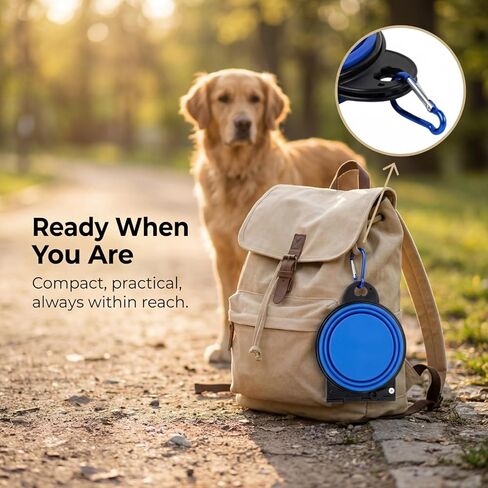 Bee Neat Adjustable Pet Bowl with 2 Size Options – Foldable Travel Dog & Cat Bowl 12.5 x 4.3 x 2, Collapsible Food & Water Bowl for Walking, Hiking & Outdoor Travel, Blue in Saudi Arabia
