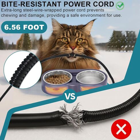 Pet Heated Bowl for Cat Dog, Freeze-Proof Warming Animal Food Feeder with Anti-Chew Cord,Waterproof & Thermostat Heating Bowls Removeable, (2 x 23 fl oz, Purple) in Kuwait