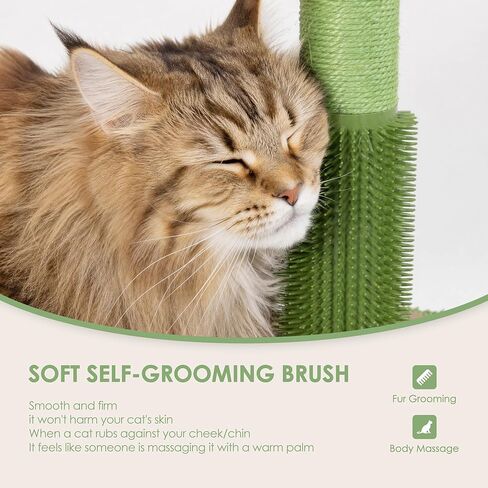 41.5" Cactus Cat Scratching Post, Heavy Duty Sisal Scratcher with Interactive Ball & Grooming Brush, Stable Anti-Tip Cat Tree for Indoor Cats & Large Cats in Kuwait