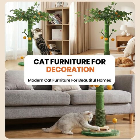 53" Extra Tall Cat Scratching Post for Large Cats, Heavy Duty Vertical Scratcher with Natural Sisal Rope, Stable Climbing Pole with Hanging Ball for Full Body Stretching in Kuwait