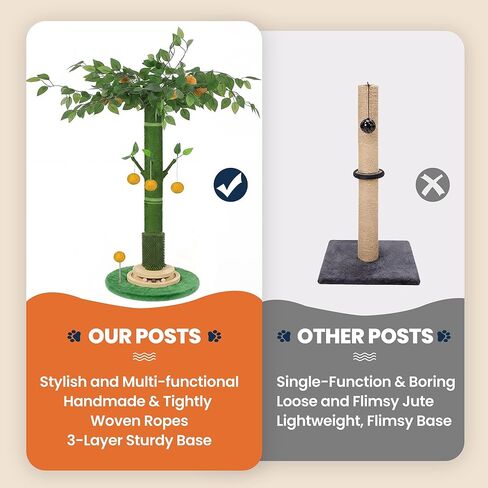 53" Extra Tall Cat Scratching Post for Large Cats, Heavy Duty Vertical Scratcher with Natural Sisal Rope, Stable Climbing Pole with Hanging Ball for Full Body Stretching in Kuwait