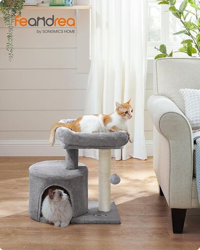 Feandrea Cat Tree, Small Cat Tower with Sisal Scratching Post, Plush Condo with Padded Perch, for Small Spaces, Kittens, Light Gray UPCT50W in Kuwait
