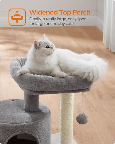Feandrea Cat Tree, Small Cat Tower with Sisal Scratching Post, Plush Condo with Padded Perch, for Small Spaces, Kittens, Light Gray UPCT50W in Kuwait