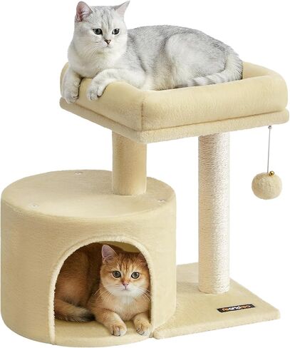 Feandrea Cat Tree, Small Cat Tower with Sisal Scratching Post, Plush Condo with Padded Perch, for Small Spaces, Kittens, Light Gray UPCT50W in Kuwait