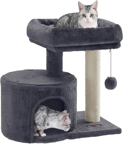 Feandrea Cat Tree, Small Cat Tower with Sisal Scratching Post, Plush Condo with Padded Perch, for Small Spaces, Kittens, Light Gray UPCT50W in Kuwait