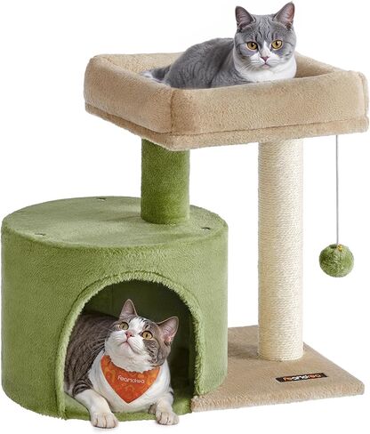 Feandrea Cat Tree, Small Cat Tower with Sisal Scratching Post, Plush Condo with Padded Perch, for Small Spaces, Kittens, Light Gray UPCT50W in Kuwait
