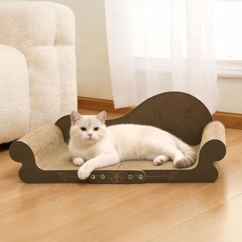 DWCN 26" Large Cat Scratcher Bed, Durable Cardboard Cat Couch Scratching Board, Long-Lasting Scratch Lounge for Indoor Cats, Furniture Protector in Kuwait