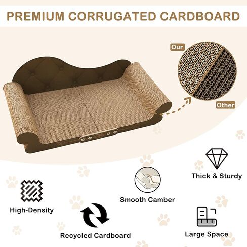 DWCN 26" Large Cat Scratcher Bed, Durable Cardboard Cat Couch Scratching Board, Long-Lasting Scratch Lounge for Indoor Cats, Furniture Protector in Kuwait