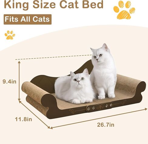 DWCN 26" Large Cat Scratcher Bed, Durable Cardboard Cat Couch Scratching Board, Long-Lasting Scratch Lounge for Indoor Cats, Furniture Protector in Kuwait