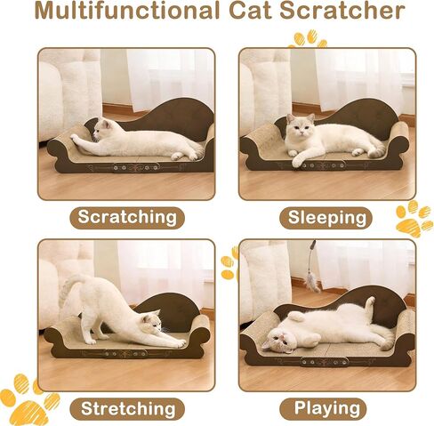 DWCN 26" Large Cat Scratcher Bed, Durable Cardboard Cat Couch Scratching Board, Long-Lasting Scratch Lounge for Indoor Cats, Furniture Protector in Kuwait