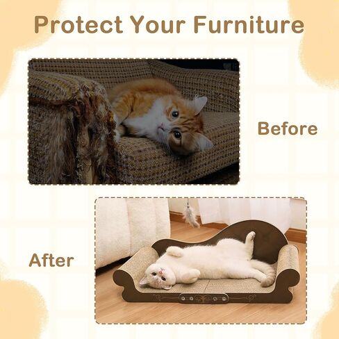 DWCN 26" Large Cat Scratcher Bed, Durable Cardboard Cat Couch Scratching Board, Long-Lasting Scratch Lounge for Indoor Cats, Furniture Protector in Kuwait
