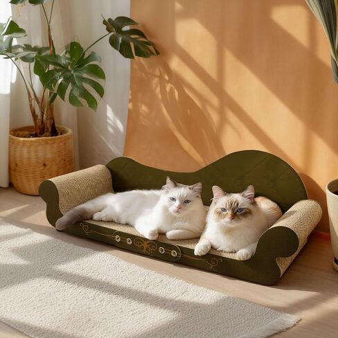 DWCN 26" Large Cat Scratcher Bed, Durable Cardboard Cat Couch Scratching Board, Long-Lasting Scratch Lounge for Indoor Cats, Furniture Protector in Kuwait