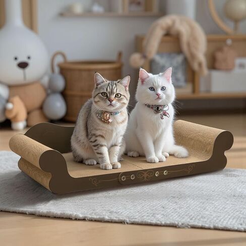 DWCN 26" Large Cat Scratcher Bed, Durable Cardboard Cat Couch Scratching Board, Long-Lasting Scratch Lounge for Indoor Cats, Furniture Protector in Kuwait