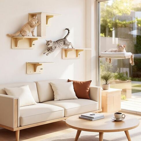 Pecute Foldable Cat Window Perch, Cloud-Soft Cat Bed with Solid Wood Frame, Strong Suction Cup, Washable Cushion, Stable Large Cats Hammock with Sided Bolster, Cats Perch Indoor for Sunbathing, 26" W in Kuwait