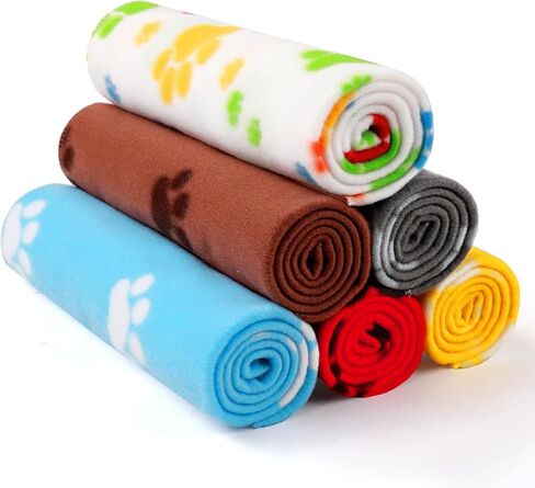 LINENLUX Cute Dog Blanket for Small Medium Dogs 6-Pack Soft Stretchy Fleece Blankets for Pet Cat Puppy Warm Wrinkle-Resistant Throw for Couch Bed Outdoor Mix 31x24 inch (Pack of 6) in Kuwait
