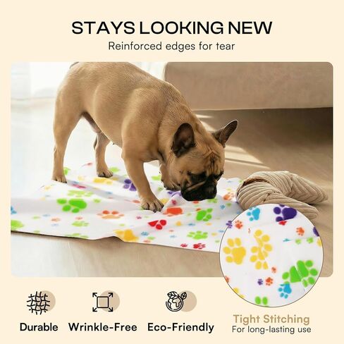 LINENLUX Cute Dog Blanket for Small Medium Dogs 6-Pack Soft Stretchy Fleece Blankets for Pet Cat Puppy Warm Wrinkle-Resistant Throw for Couch Bed Outdoor Mix 31x24 inch (Pack of 6) in Saudi Arabia