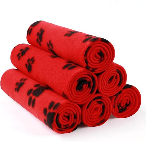 LINENLUX Cute Dog Blanket for Small Medium Dogs 6-Pack Soft Stretchy Fleece Blankets for Pet Cat Puppy Warm Wrinkle-Resistant Throw for Couch Bed Outdoor Mix 31x24 inch (Pack of 6) in Saudi Arabia