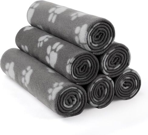 LINENLUX Cute Dog Blanket for Small Medium Dogs 6-Pack Soft Stretchy Fleece Blankets for Pet Cat Puppy Warm Wrinkle-Resistant Throw for Couch Bed Outdoor Mix 31x24 inch (Pack of 6) in Saudi Arabia