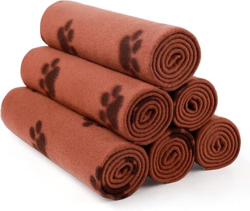 LINENLUX Cute Dog Blanket for Small Medium Dogs 6-Pack Soft Stretchy Fleece Blankets for Pet Cat Puppy Warm Wrinkle-Resistant Throw for Couch Bed Outdoor Mix 31x24 inch (Pack of 6) in Saudi Arabia