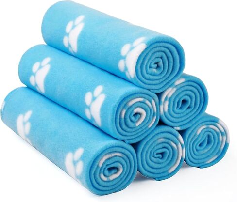 LINENLUX Cute Dog Blanket for Small Medium Dogs 6-Pack Soft Stretchy Fleece Blankets for Pet Cat Puppy Warm Wrinkle-Resistant Throw for Couch Bed Outdoor Mix 31x24 inch (Pack of 6) in Saudi Arabia