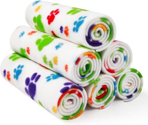 LINENLUX Cute Dog Blanket for Small Medium Dogs 6-Pack Soft Stretchy Fleece Blankets for Pet Cat Puppy Warm Wrinkle-Resistant Throw for Couch Bed Outdoor Mix 31x24 inch (Pack of 6) in Saudi Arabia